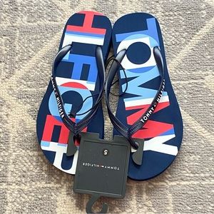 NWT Tommy Hilfiger Women’s Dark Blue Logo Sandals size 5